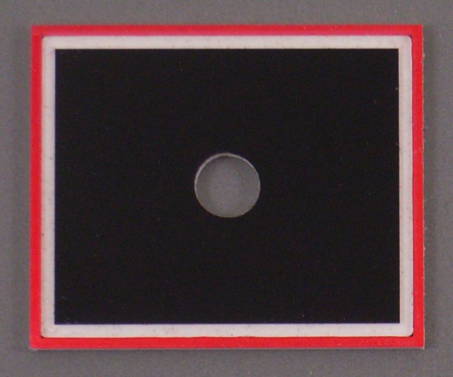 Warnblinktafel, dreifarbig 36 x 30 mm, 3-Schicht-Kunststoff