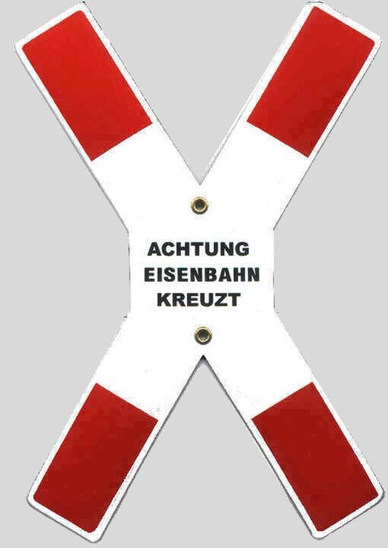 Andreaskreuz Achtung Eisenbahn kreuzt 210 x 300 mm Emaille