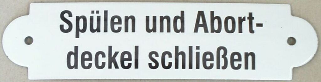 Spülen und Abortdeckel schließen Emaille, 20 x 5 cm