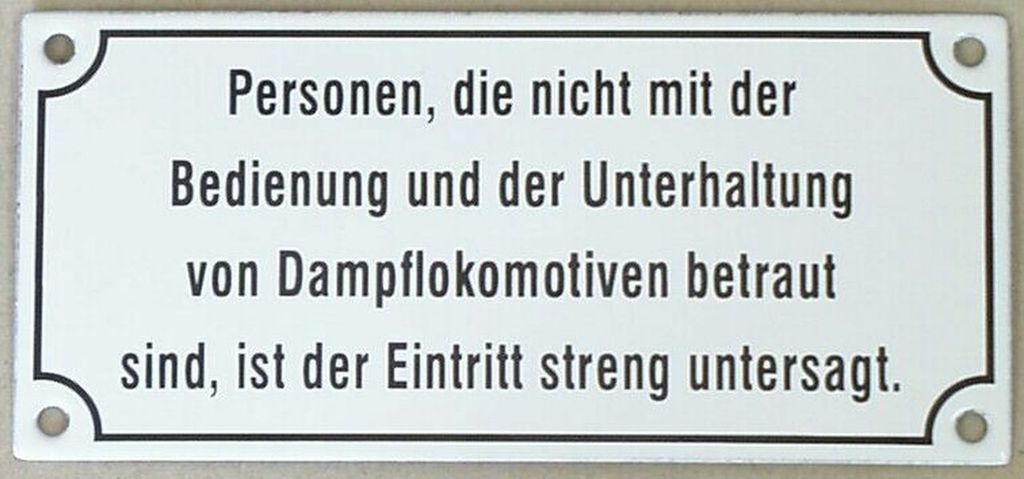 Personen, die nicht mit der Bedienung... Emaille, 17 x 8 cm