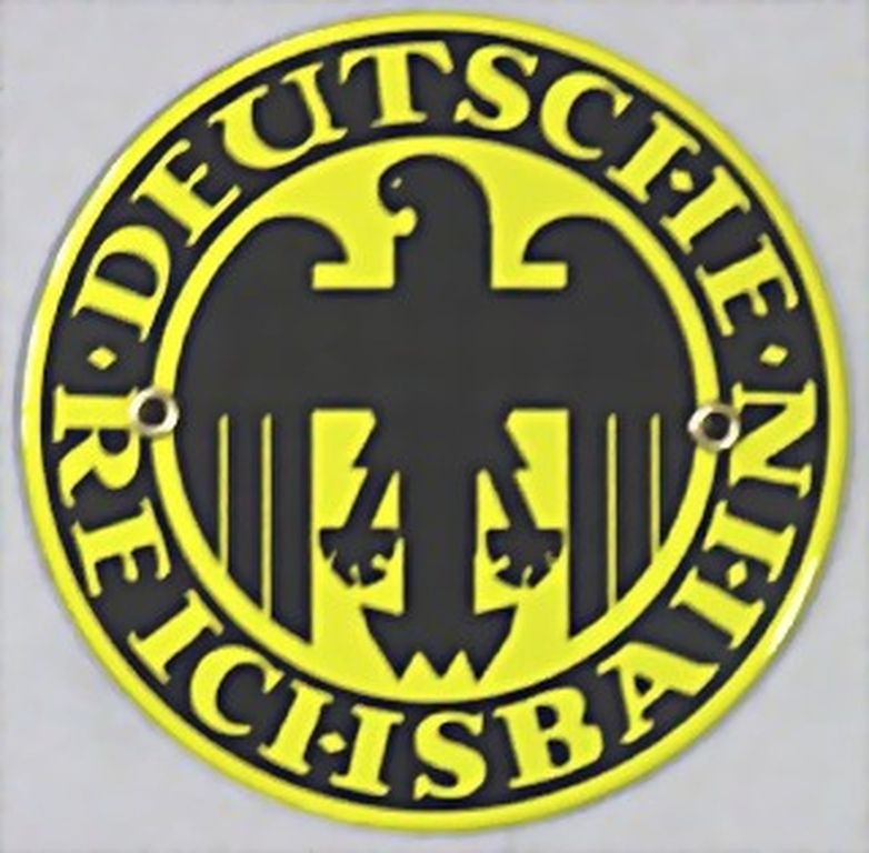 Deutsche Reichsbahn, rund D = 15 cm, schwarz gelb Emaille, D=15 cm