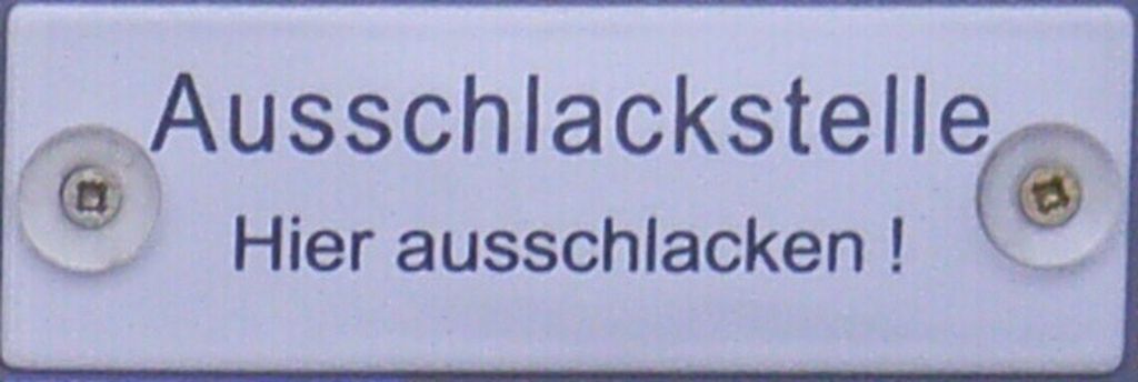 Ausschlackstelle  Emaille, 12,5 x 4 cm