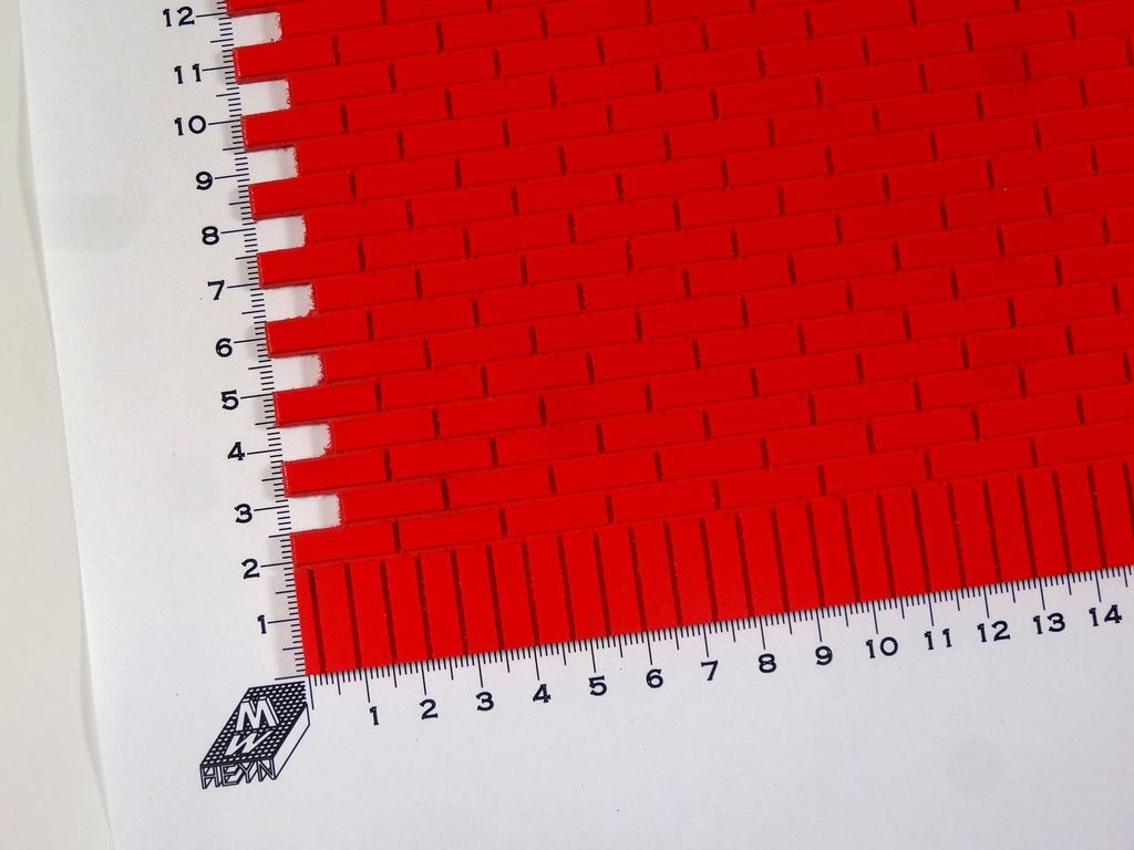 Bauplatte Ziegel, 1:13,3 ca. 500 x 300 x 3 mm, PVC-Hartschaum