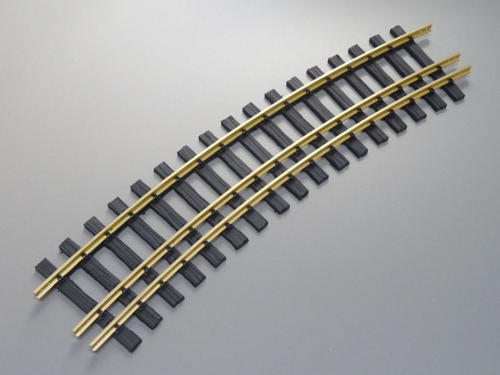 Dreischienengleis Bogen 22,5°, R3 1198mm Schmalspur außen