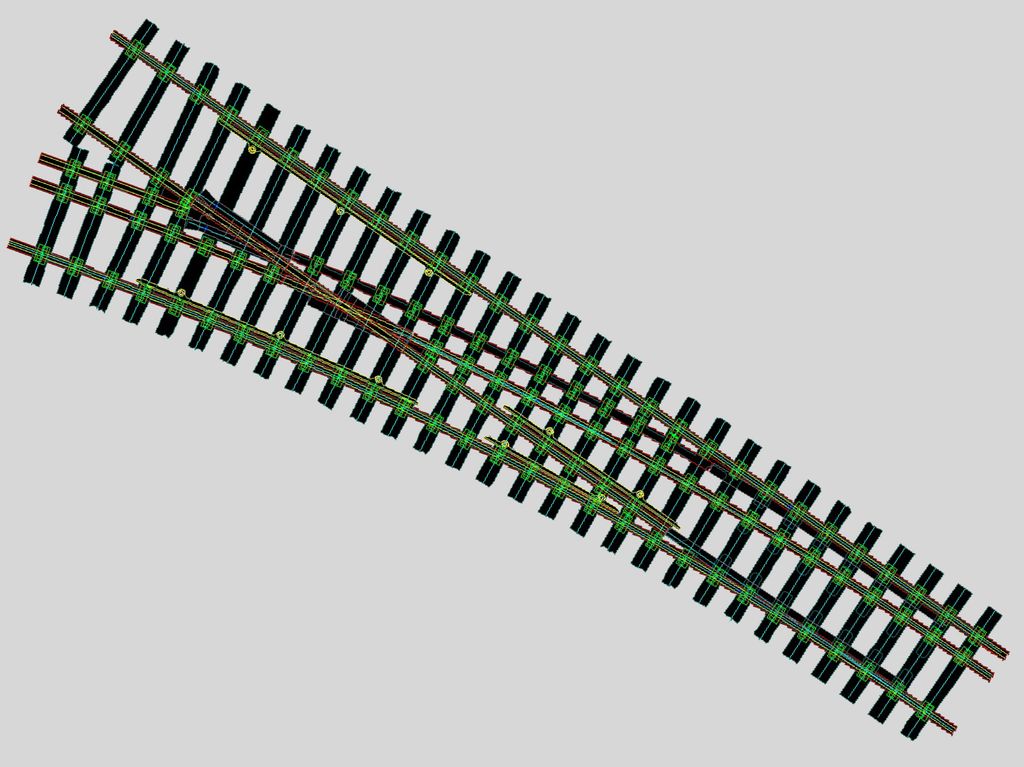 Regelspurweiche R 3m, 15° links Schmalspur Bogen innen, Fertigmodell