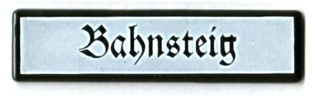Bahnsteig, klein 55 x 13 mm Emaille, passend auch für Spur 1