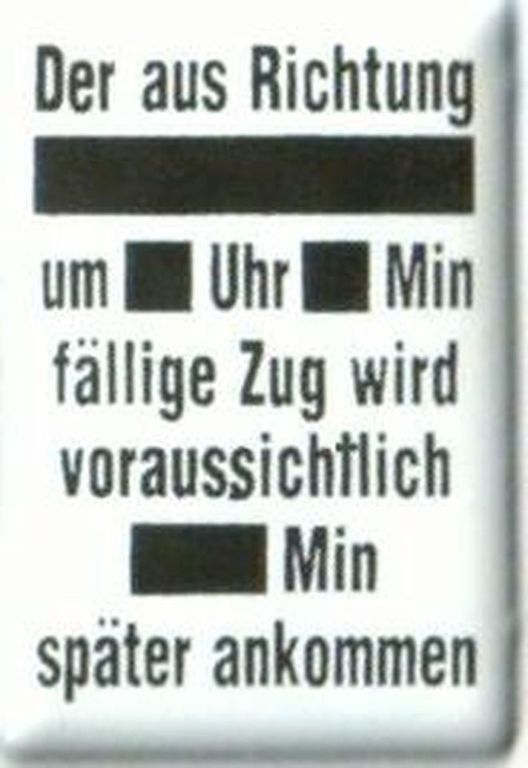 Der aus Richtung...fällige Zug... 30 x 45 mm Emaille