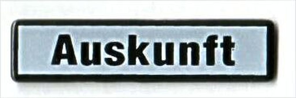 Auskunft 55 x 13 mm Emaille