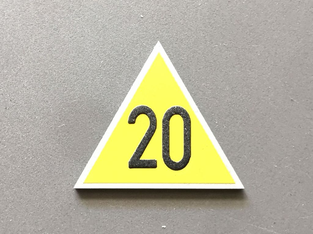 Langsamfahrankündigungsscheibe Lf 1, Spitze oben 20  30 mm, 3-Schicht-Kunststoff