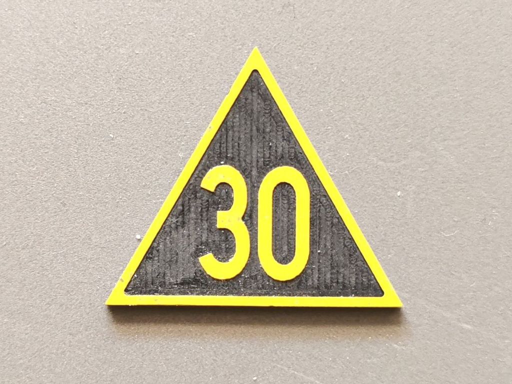 Geschwindigkeitsvoranzeiger Zs 3v, gelb/schwarz, Spitze oben 30  30 mm, 2-Schicht-Kunststoff