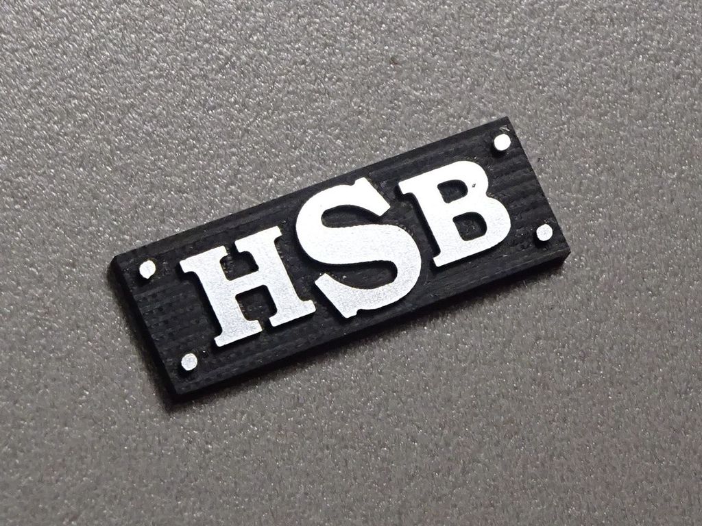 HSB, Silberne Schrift 20 x 7 mm, 2-Schicht-Kunststoff