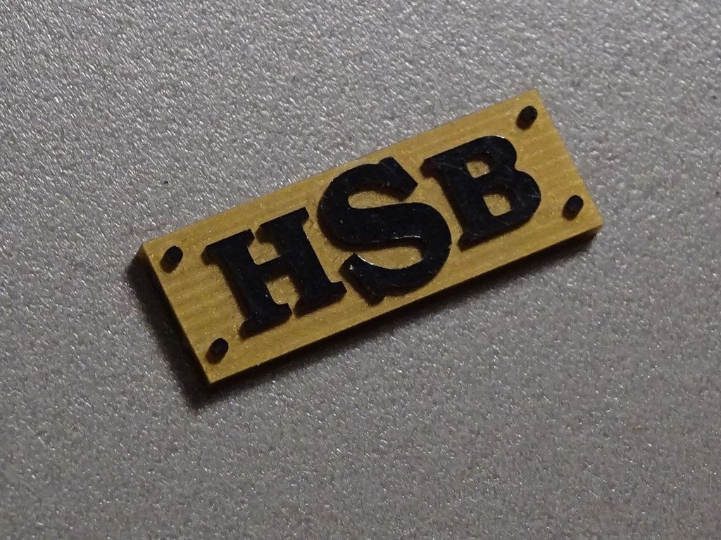 HSB, Schwarze Schrift 20 x 7 mm, 2-Schicht-Kunststoff