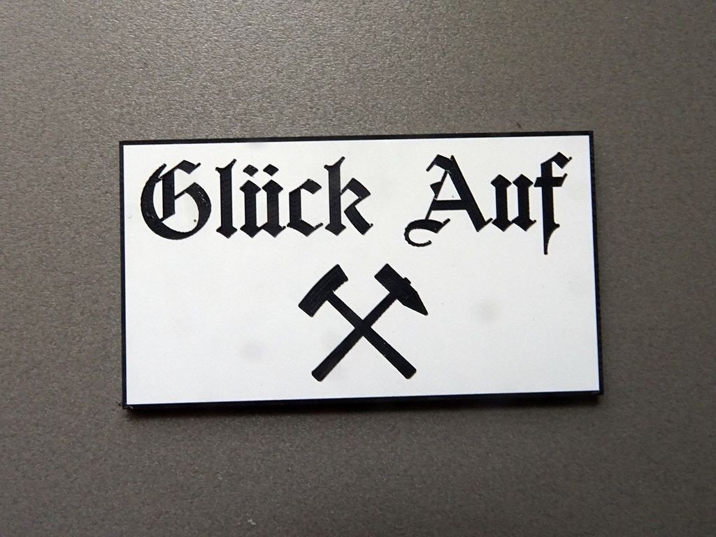 Glück Auf klein 44 x 25 mm, 2-Schicht-Kunststoff