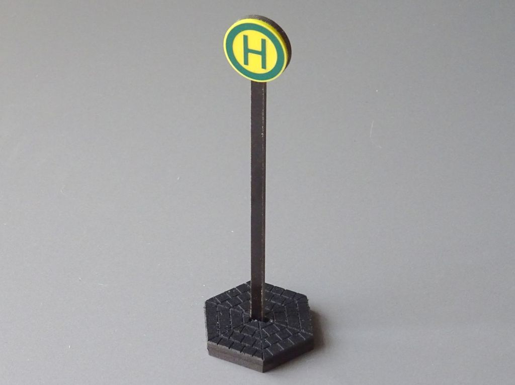 Haltestellenschild Straßenbahn mit Pfosten 30 x 30 x 125 mm
