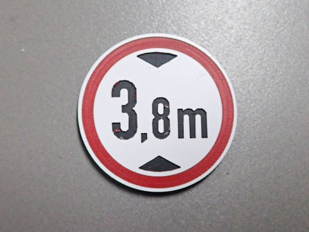 Verkehrsschild Verbot für Fahrzeuge über 3,8m Höhe 26,5 mm 2-Schicht-Kunststoff
