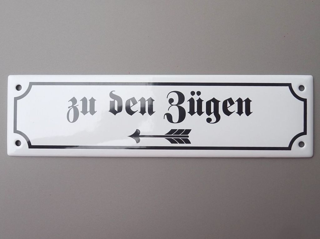 Zu den Zügen, nach links, 30 x 8 cm Emaille, 30 x 8 cm