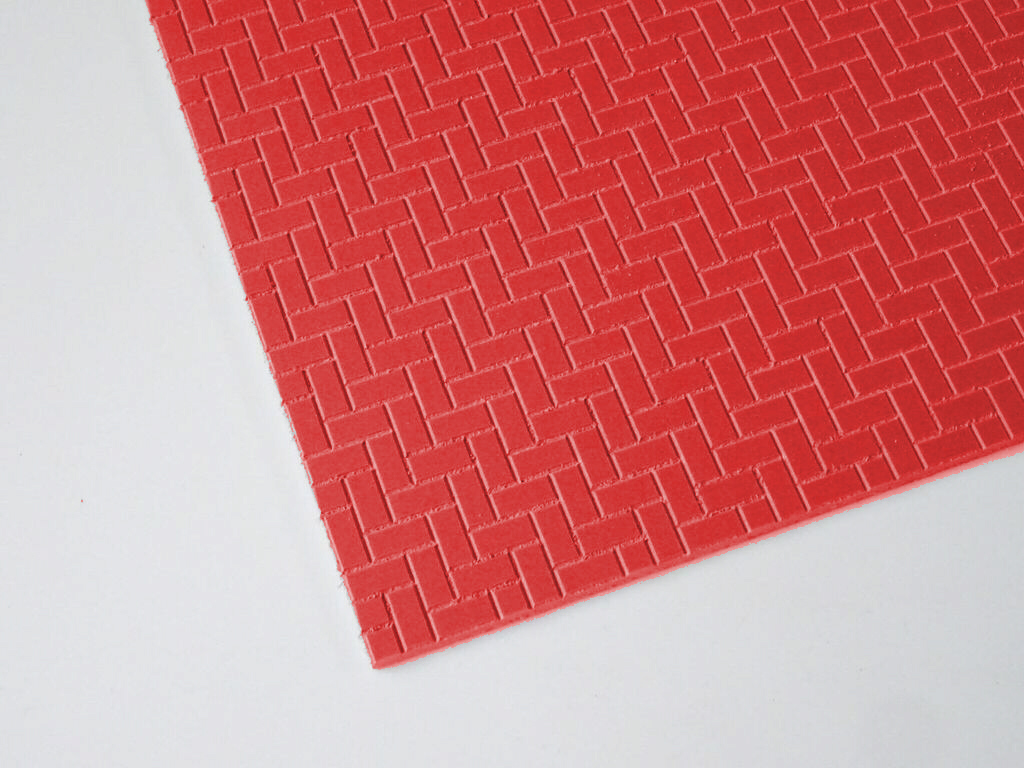 Bauplatte Ziegel-Pflaster rot 9x4mm ca. 500 x 300 x 3 mm, PVC-Hartschaum