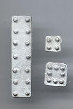 Niet-Flickbleche, 6 verschiedene je 2x: 5x5mm, 7x7mm, 28x6mm