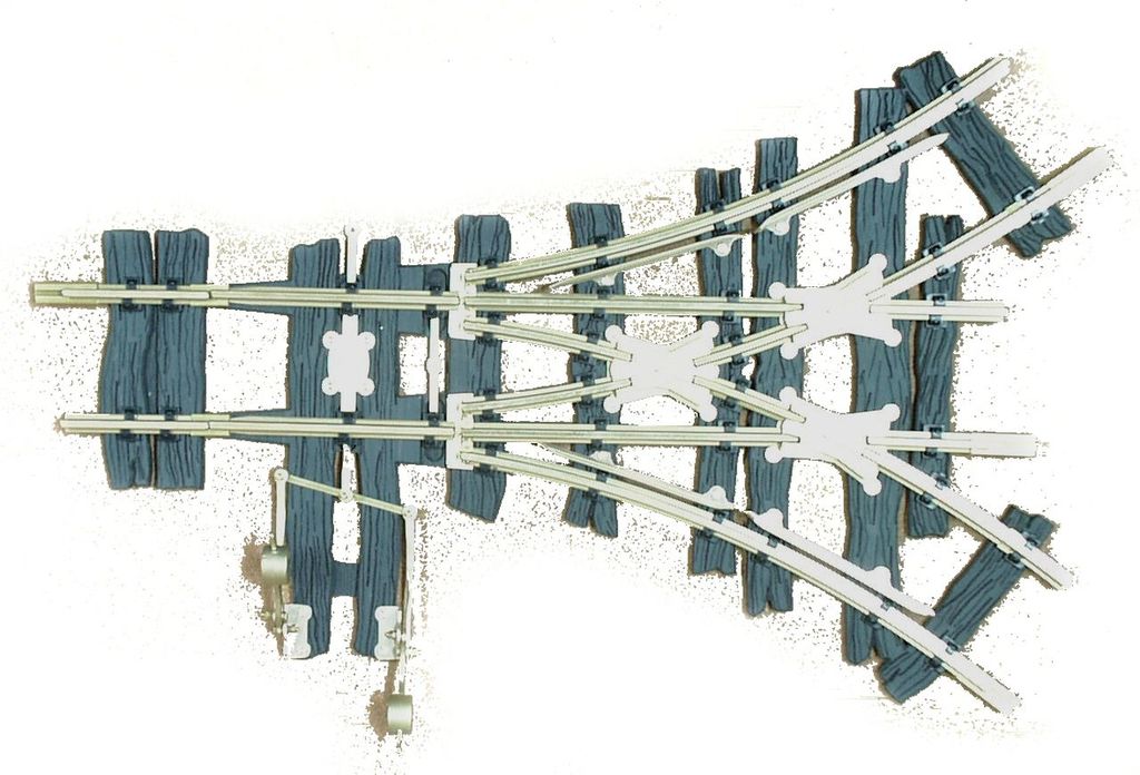 Dreiwegschleppweiche R0, 2x 37,5°, Hebel rechts, Bausatz