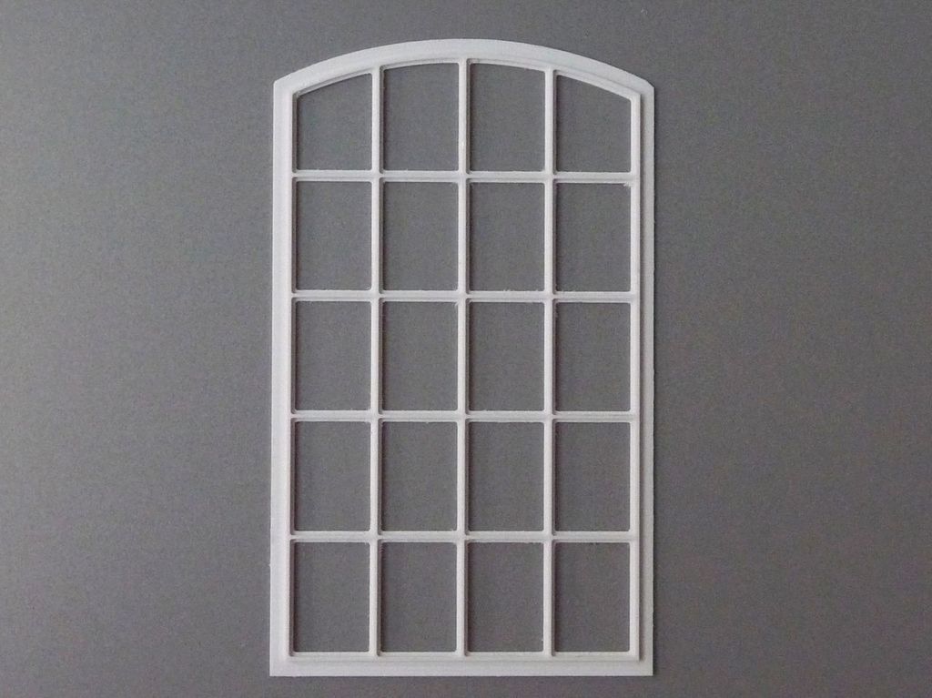 Stichbogen-Fabrikfenster A, 4 x 5 Scheiben, 4er-Set  66 x 114mm