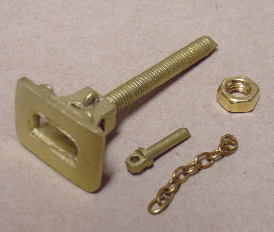 Trichterpuffer mit Bolzen, Messingguss Pufferplatte 19 x 13 mm